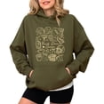 thumbnail image 5 of Touch Down Season Football Hoodie for Women & Teen Girls Cute Game Day Collage Sweatshirt Army Green Hoodie Medium, 5 of 8