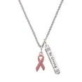 thumbnail image 1 of Delight Jewelry Silvertone Pink Ribbon Silvertone Be Strong and Courageous Bar Charm Necklace, 23", 1 of 4