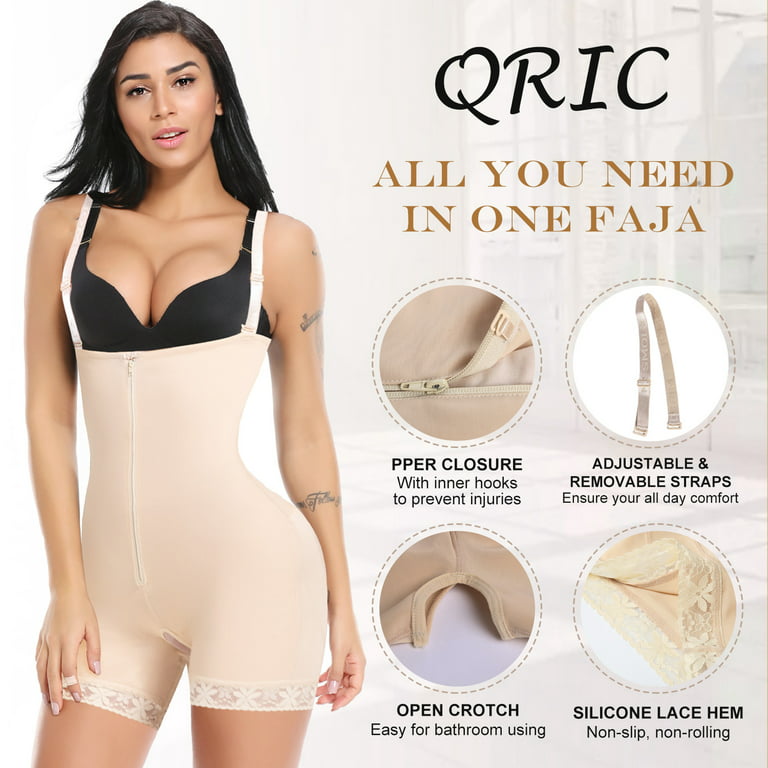 QRIC Shapewear for Women Tummy Control Fajas Colombianas Plus Size Body  Shaper for Butt Lifter & Thigh Slimmer Zipper Open Bust Bodysuit Waist  Trainer 