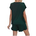thumbnail image 4 of Womens Summer Pajamas Sets Short Sleeve V Neck T Shirts and High Waist Loose Shorts PJs Lounge Sets with Pockets, 4 of 5