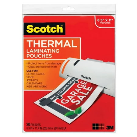 Scotch Thermal Laminating Pouches 20 Pack, Letter Size Sheets, (TP3854-20)