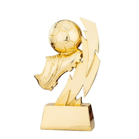 

NUOLUX Plating Soccer Shoes Resin Trophy Kids Football Match Award Toy with Base for School Kindergarten (Golden)