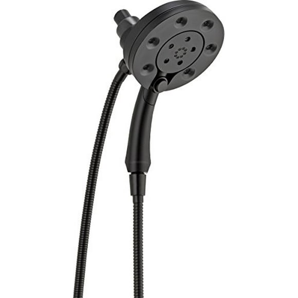 DELTA (FAUCETS) 4-Spray H2Okinetic In2ition 2-in-1 Dual Hand Held Shower Head with Hose and Magnetic Docking, Matte Black 58472-BL