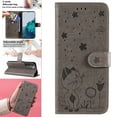 thumbnail image 2 of For Samsung S22 Case, Mantto PU Leather Cover with Cat Patterned Embossed Cute Painted Flip Wallet Card Case, With Kickstand Hand Strap Magnetic Closure Case For Samsung Galaxy S22, Gray, 2 of 9
