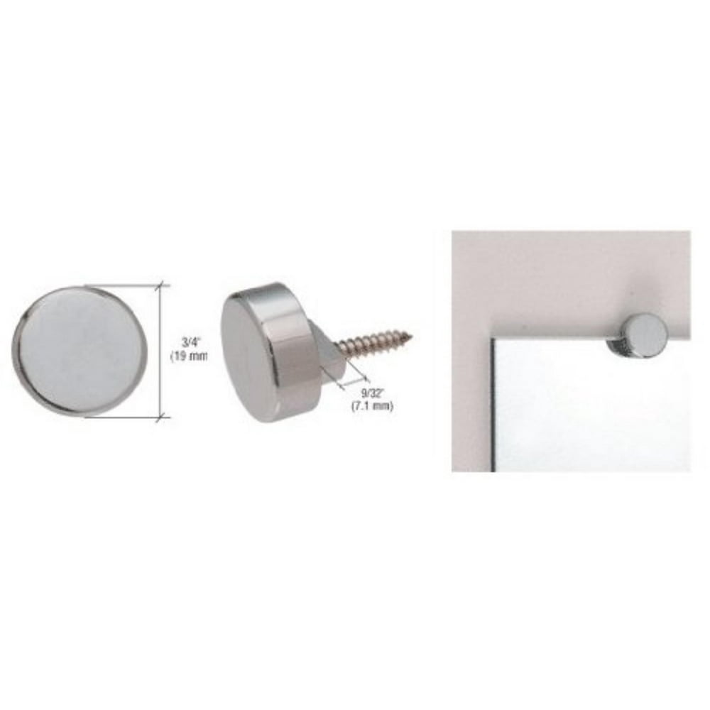 CRL Brushed Nickel Round Mirror Clips Set, 3/4 (19 mm) Diameter Clips