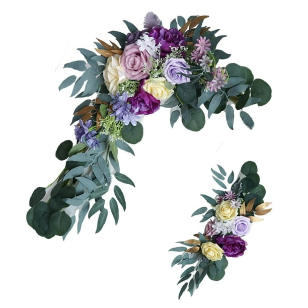 Conjunto de arreglo de flores de artificial para Decoración floral Pueple Rose Flower Decor