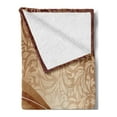thumbnail image 2 of Chocolate Soft Flannel Fleece Blanket, Brown Toned Classical Medieval Foliage Motifs with Curved Stripes Pattern, Cozy Plush for Indoor and Outdoor Use, 50" x 70", Pale Brown Beige, by Ambesonne, 2 of 5