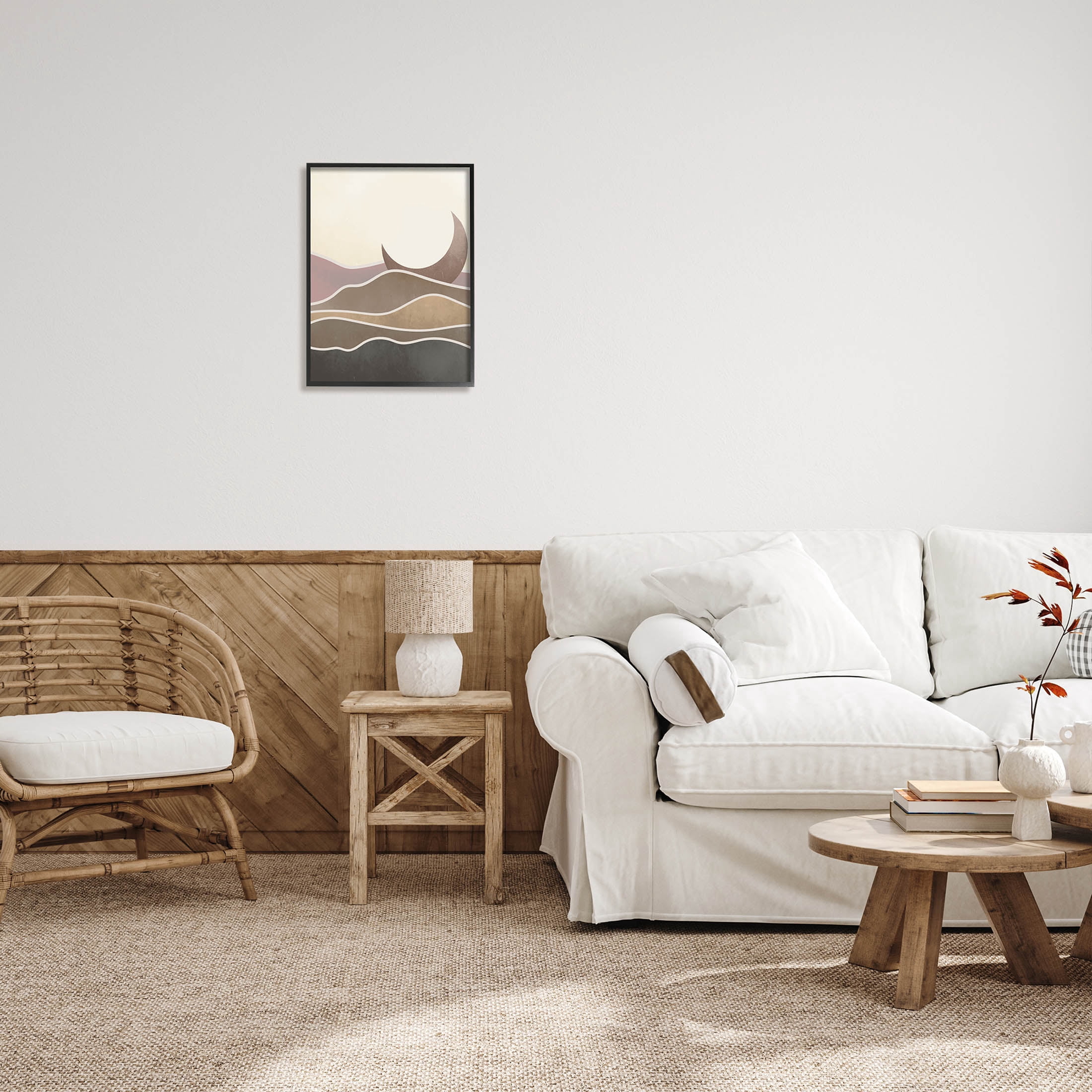 Desert Moon Sand Dunes Scenery Landscape Graphic Art Black Framed Art Print Wall Art