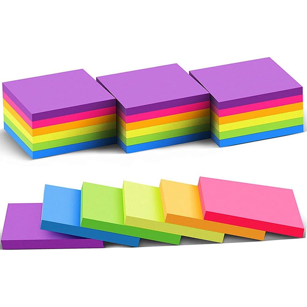 Dsseng 24 Sticky Notes 3x3 Self-Stick Notes 8 multi-color paper message post-it label Bright Color post-it Sticky Notes, 70 Sheets/Pad