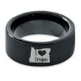 thumbnail image 2 of Tungsten Oregon The Beaver State Love Heart Band Ring 9mm Men Women Comfort Fit Black Flat Cut Brushed Polished, 2 of 4