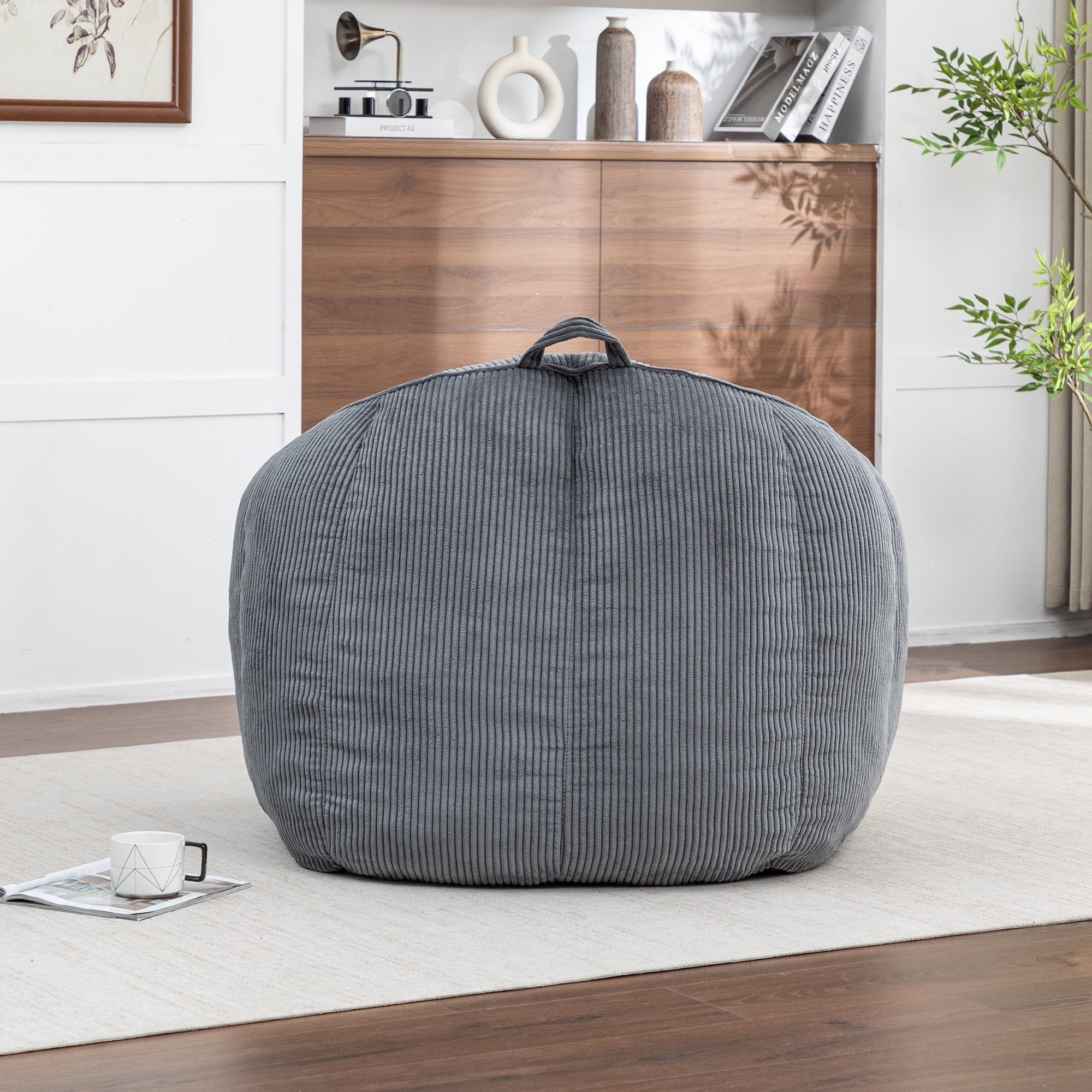 Giant Bean Bag Chair Sofa for Adults Teens, Comfy Corduroy Large Bean Bag Chairs with Armrests for Bedroom Living Room, Adult BeanBag Lazy Sofa Couch Chairs with Filler Included