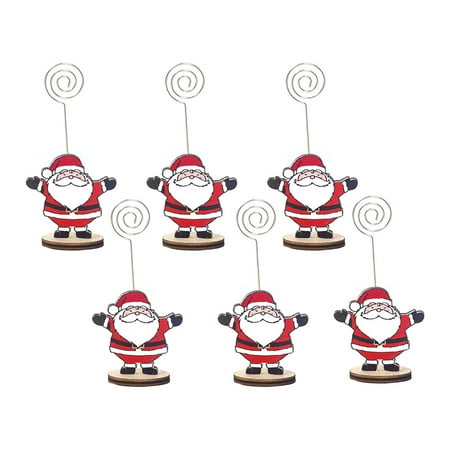 

6pcs Christmas Elements Design Desk Memo Photo Stand Holder Paper Note Clips for Home Office Party (Santa Claus Red)