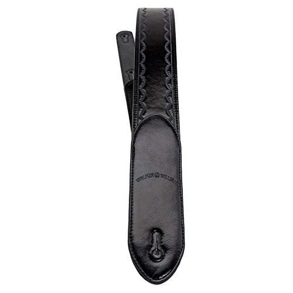 Walker & Williams GB-111 Black Tooled Edge Padded Strap with Buckle Adjustment