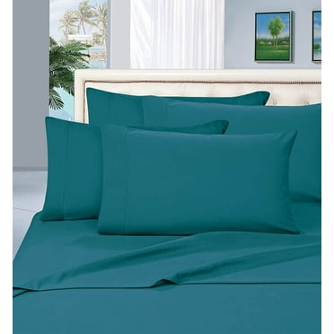 Elegant Comfort 3 Piece Bed Sheets Twin Blue Solid Print 1800 Series Microfiber