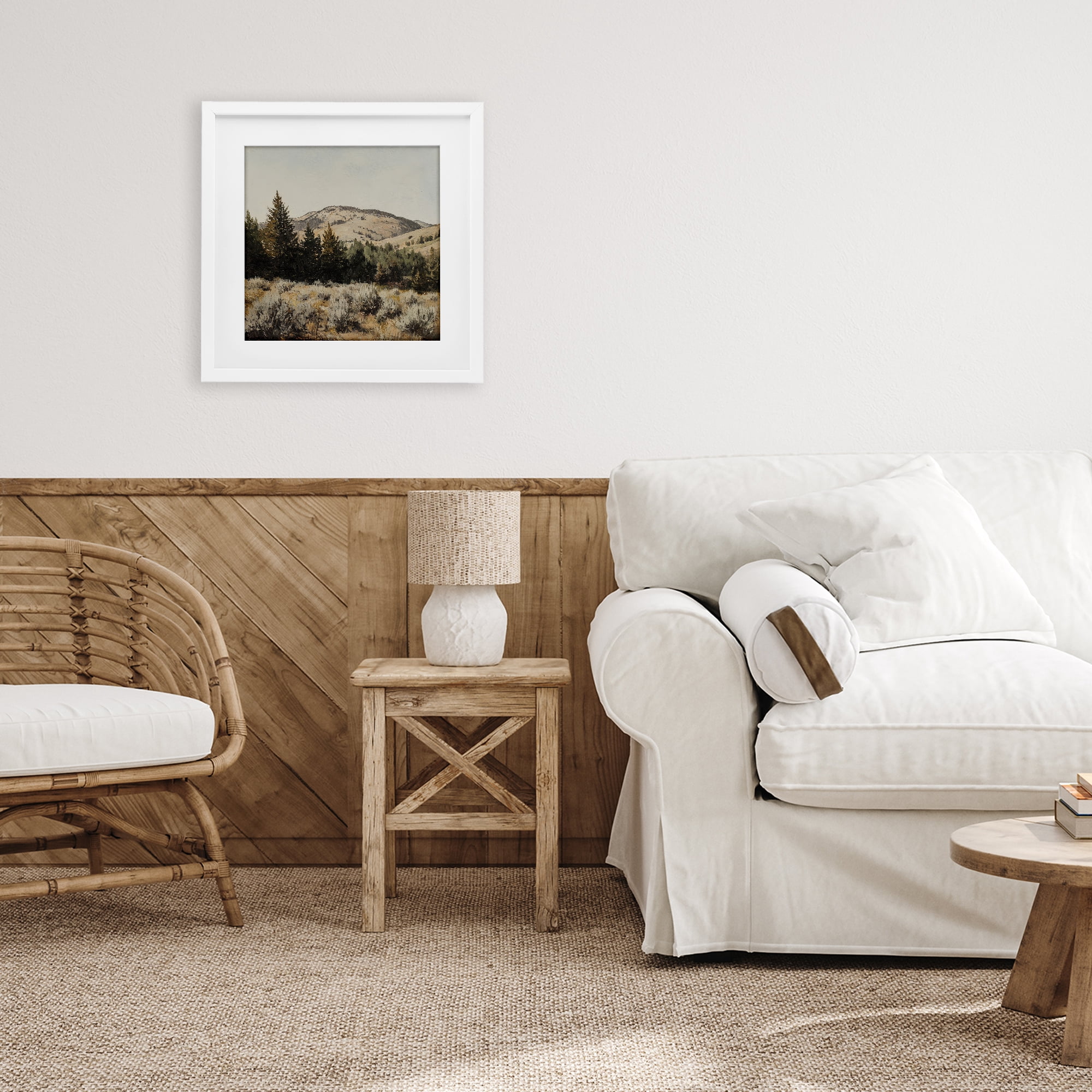 Stupell Industries Cedar Mountain View White Framed Print Under Glass, design by Petal Prints Design