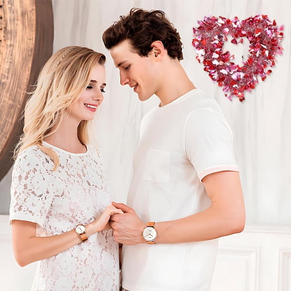 Outoloxit Valentine's Day Wreath Heart-Shaped Decoration for Front Door Window Wall Hanging, Red Floral Garland for Home Indoor Outdoor Valentine's Decor, Festive Gift for Loved Ones