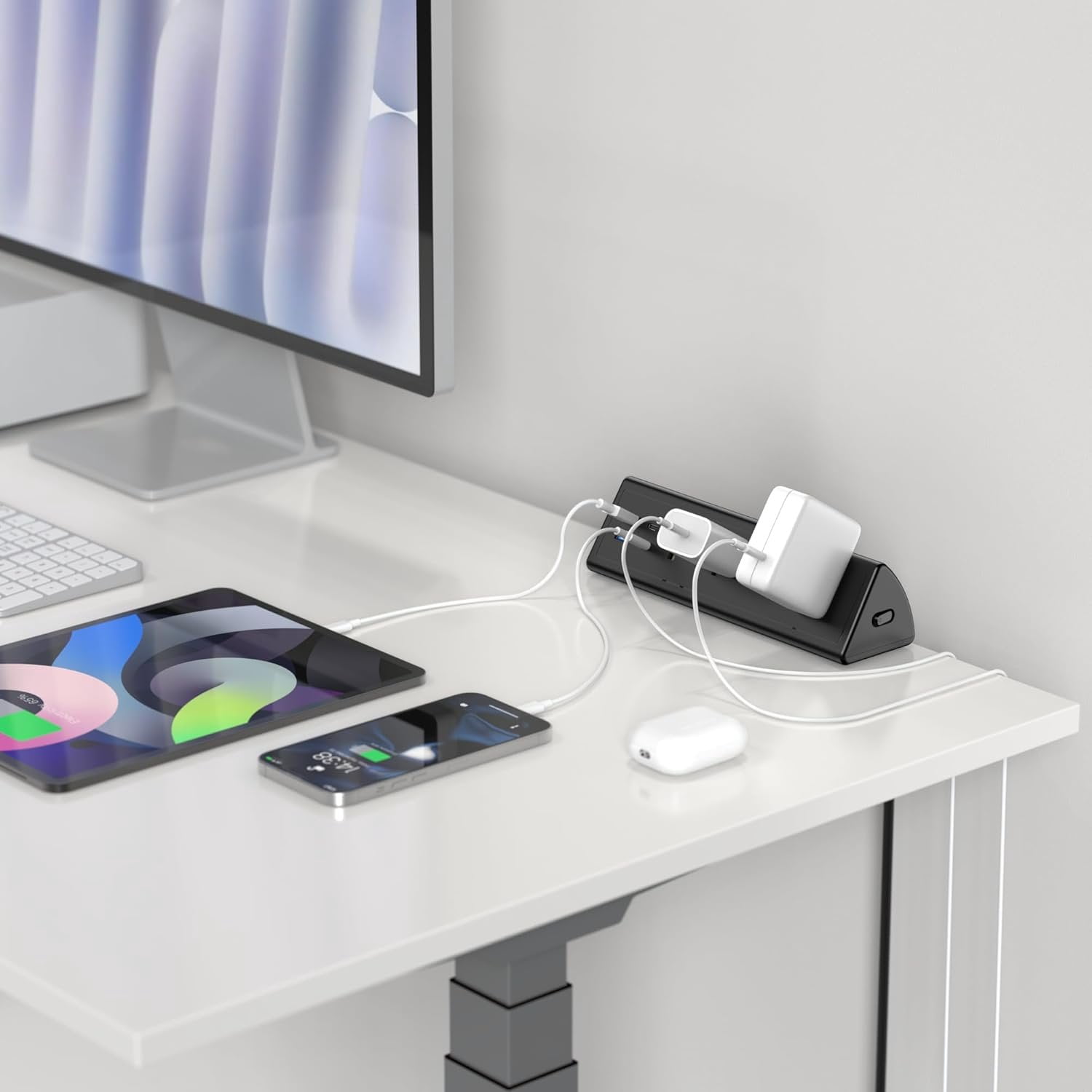 Desk Clamp Power Strip,20W   Station,Surge Protector Nightstand Edge Mount,1875W Extension Cord with Multiple Outlets,2 USB-C,2 USB-A,for  Office (Black, 2 count-6 FT)