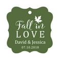 thumbnail image 1 of Darling Souvenir Fall in Love Autumn Fall Wedding Favor Hang Tags Custom Bonbonniere Tags-Olive Green-50 Tags, 1 of 1