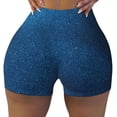 thumbnail image 2 of Gukieu Deep Blue Glitter Print Women's Sports Shorts, Elastic Waist High Stretch Running Yoga Gym Sweatpants-X-Large, 2 of 8