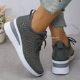 thumbnail image 5 of Willtoo Women's Glittery Rhinestone Fashion Breathable Wedge Sneakers, Orthopaedic Mesh Platform Sneakers Sparkly Bling Wedding Dressy Tennis Shoes for Bride Dark Gray, 5 of 6