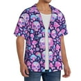 thumbnail image 2 of Daiia Skull Rainbow Mushroom Men's Linen Shirts Short Sleeve Casual Shirts Button Down Shirt for Men Beach Summer Wedding Shirt-3X-Large, 2 of 6