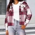 thumbnail image 6 of CBASIHI Womens Plaid Oversized Hooded Jacket with Pockets- Long Sleeve Fashion Casual Fall Button Down Sweatshirts Purple Size XL, 6 of 6