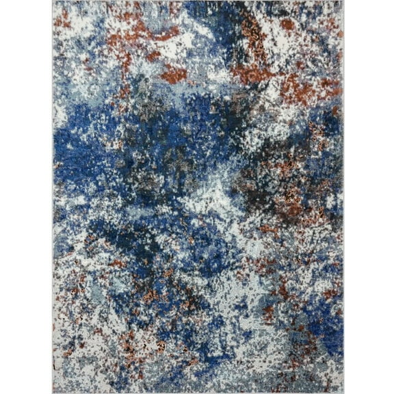 8â€™ x 10â€™ Blue and White Abstract Ocean Area Rug