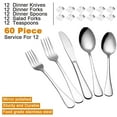 thumbnail image 2 of Silverware Set ,Flatware set ,60 Piece , Eating Utensils Set Stainless Steel Kitchen Tableware Cutlery, Includes Dinner Knives/Forks/Spoons/Teaspoons/Salad forks Service for 12 (Shiny Silver), 2 of 7