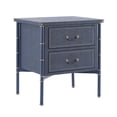 thumbnail image 3 of Christopher Knight Home Vintage Nightstand with 2 Drawers, PU Upholstered Bedside Table, Navy Blue, 3 of 11