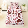 thumbnail image 3 of Homewish Cowgirl Hat Boots Twin Sheets,Romantic Floral Plants Bedding,Pink Brown,3pcs,1 Fitted Sheet and 1 Pillowcase, 3 of 6