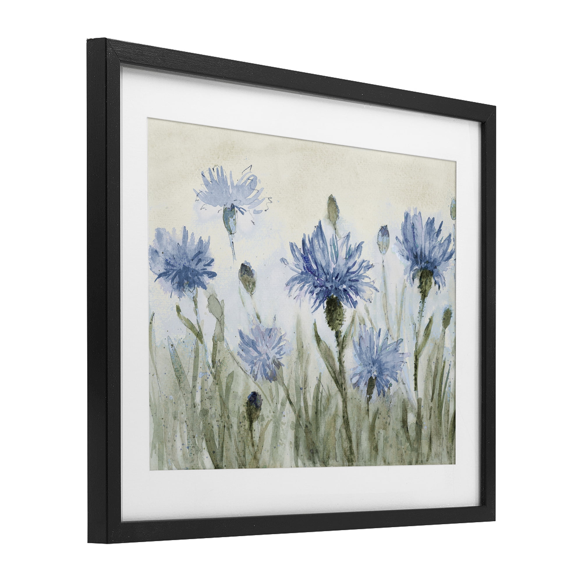 Stupell Industries Blue Cornflowers Meadow Black Framed Print Under Glass, design by Lanie Loreth