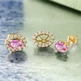 thumbnail image 3 of Gem Stone King 18K Yellow Gold Plated Silver Pink Sapphire Stud Earrings with Removable Jackets for Women (1.56 Cttw, Gemstone September Birthstone, Oval 6X4MM), 3 of 3