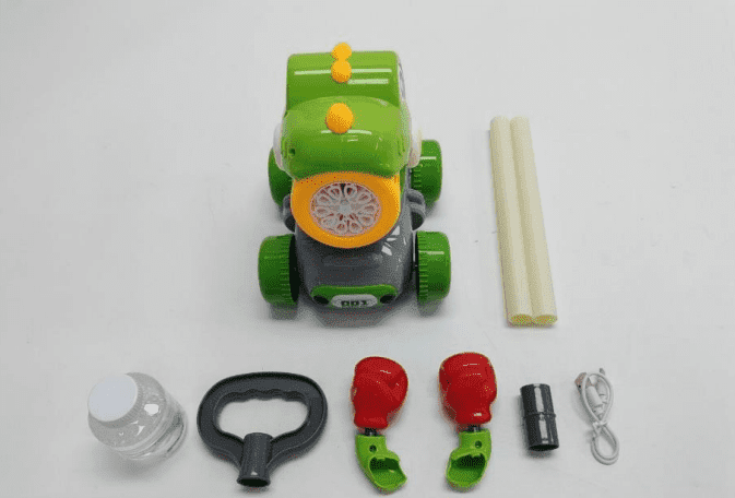 JoyStone Automatic Bubble Machine Toys for Toddlers, Push & Handheld Bubble Lawn Mower with Lights, Rechargeable Bubble Blower Toy for Kids Ages 3–6, Green