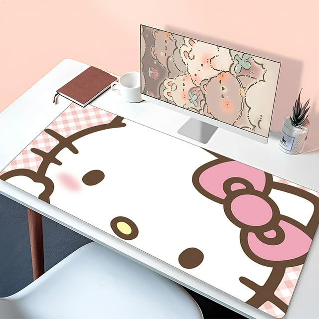Large Gaming Pink Mouse Pad Laptop Accessories Sanrio Kawaii Keyboard Rug Computer Hello Kitty Cat Gamer Mousepad Cute Desk Mat
