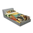 thumbnail image 2 of Ambesonne Colorful Fitted Sheet & Pillow Sham Set, Car Palms Tribal, Twinxl, Multicolor, 2 of 2