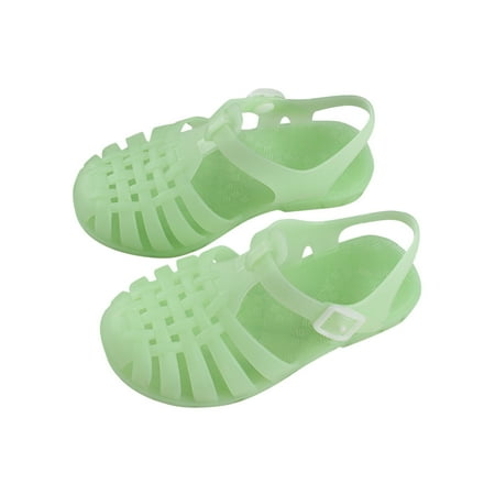 

2-3 Years Jelly Sandal Ballet Flat for Little Girls Toddler Shoes Baby Boys Girls Cute Candy Colors Hollow Out Non-slip Soft Sole Beach Roman Sandals Green