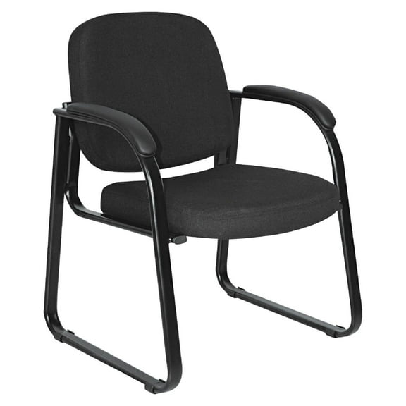 ALERL43C11 25 in. x 24.80 in. x 33.66 in. Genaro Series Fabric Half-Back Sled Base Guest Chair-Black, 25" x 24.80" x 33.66"