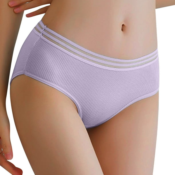 Aayomet Women's Thongs Women's Underwear Female Students Version  Comfortable Mid Waist Sexy Cute Plussize Women's (Purple, XL) 