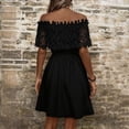 thumbnail image 5 of Karymi Summer Dresses for Women Elegant Off Shoulder Lace Ruffle Mini Dress, Elastic Waist Casual Flowy A-Line Party Dress Womens Dresses, 5 of 5