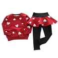 thumbnail image 5 of Gyratedream 2Pcs Kids Baby Girls Love Heart Long Sleeve Sports Suit Top+Skirt Pants, 5 of 6
