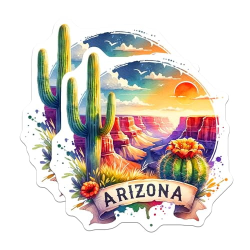 (2 Pack) Arizona Magnets - Grand Canyon Souvenir - Southwestern Decor - 5" On Longest Side - for Cars, Fridges, Toolboxes - Made in USA - MAG6547