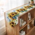 thumbnail image 4 of Sunflower Table Runner Linen Burlap Table Runner 70 Inches Long Retro Country Garden Floral Blue Wildflower Dresser Scarves for Kitchen Island Coffee Dining Party Wedding Holiday Decor 13"x70", 4 of 8