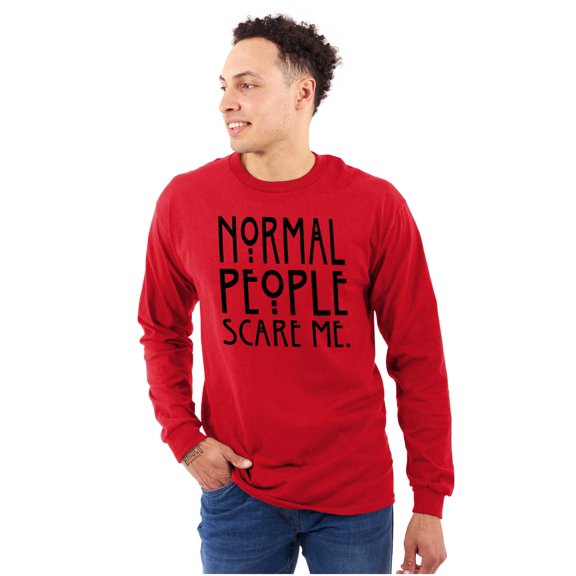 Normal People Scare Me Tales Horror Plus Size Long Sleeve Graphic Tee Shirt Brisco Brands 2X