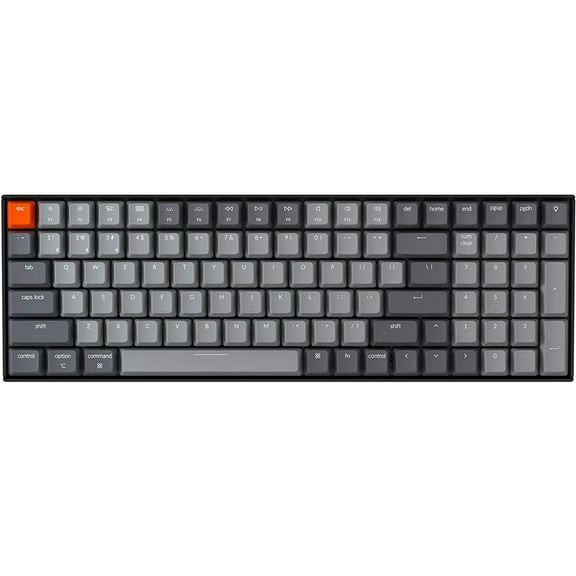 K4 96% Layout 100 Keys Wireless Bluetooth 5.1/Wired USB Mechanical Gaming Keyboard with Gateron G Pro Brown Switch White LED Backlight N-Key Rollover for Mac Windows PC-Version 2