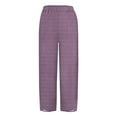 thumbnail image 5 of Audhol Summer Pants! Striped Linen Pants for Women Summer Casual Wide Leg Pants with Pockets Comfy Cropped Palazzo Pants Linen Pants Purple S, 5 of 5