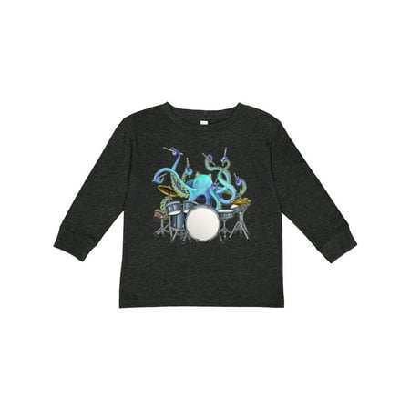 

Inktastic Cute Blue Octopus Drumming Gift Toddler Boy or Toddler Girl Long Sleeve T-Shirt