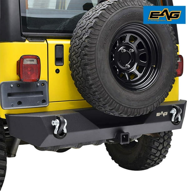 EAG Rear Bumper with DRing in Black Textured fits 8706 Jeep