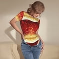 thumbnail image 3 of Fotbe Red Gold Glitter Body de Mujer con Cuello Redondo y Mangas Cortas, Sin Mangas Ajustado, Suave, Cómodo y Básico-Large, 3 of 7