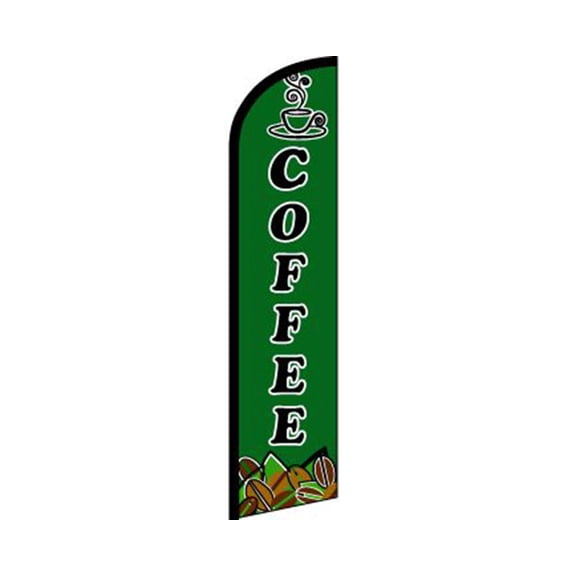 Coffee Green / Black Windless Banner Advertising Marketing Flag