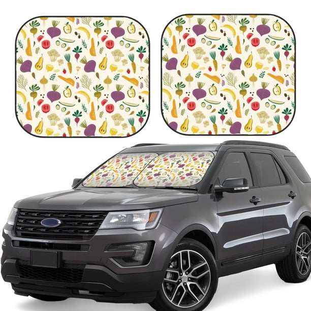 Fotbe Vegetable Juego de 2 Piezas de Parasoles para Parabrisas | Bloqueador Solar para Auto | Accesorios Plegables para Protección Solar Interior-Large